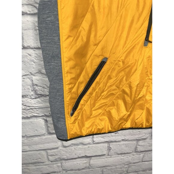 NEW BALANCE Men's Yellow Puffer Gray 1/2 Zip Stretch Panel Running Vest Medium - Picture 2 of 5